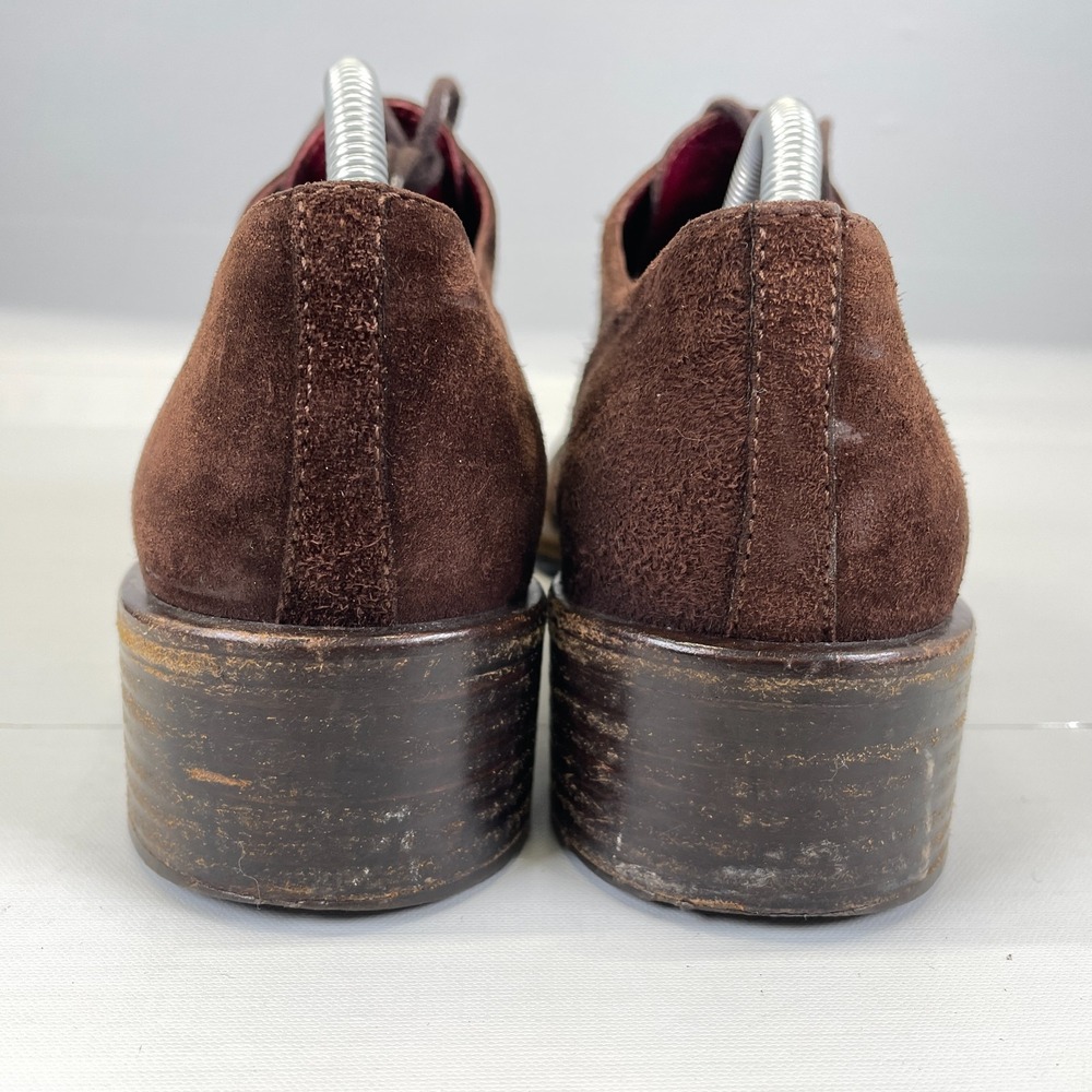 Vintage Prada Womens Derby Shoes Size 37.5 US 7.5 Brown Suede Lace Up Heeled - Picture 5 of 10